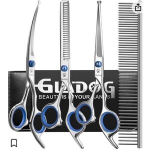 GLADOG Professional 5 in 1 Dog Grooming Scissors Set with Safety Round Tips